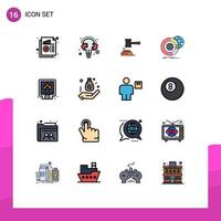 Stock Vector Icon Pack mit 16 Zeilen Zeichen und Symbolen für Richter Puzzle Hammer Gericht editierbare kreative Vektordesign-Elemente