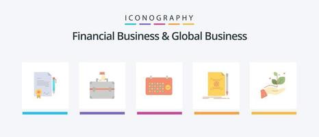 finansiell företag och global företag platt 5 ikon packa Inklusive skapa. text. kalender. brev. tid. kreativ ikoner design vektor