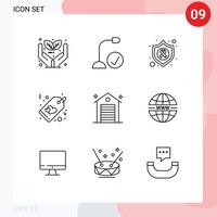 satz von 9 modernen ui symbolen symbole zeichen für gebäude verkauf hardware liebe krebs editierbare vektordesignelemente vektor