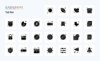 25-Tab-Bar-Solid-Glyphen-Icon-Pack vektor