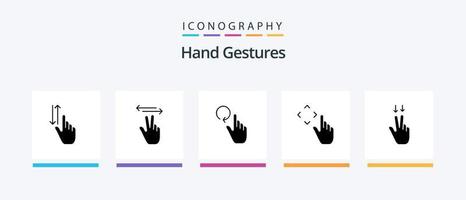 Handgesten Glyph 5 Icon Pack inklusive Finger. Gesten. berühren. hoch. neu laden. kreatives Symboldesign vektor