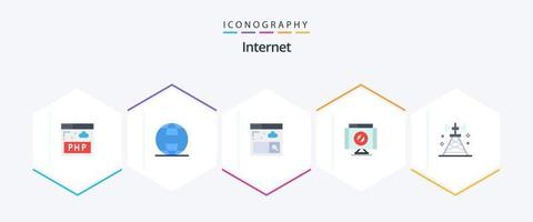 Internet 25 Flat Icon Pack inklusive Technologie. Netzwerk. Internet. Kommunikation. bestritten vektor