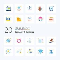 20 Economy und Business Flat Color Icon Pack wie Hammermanagement Vertrag unterzeichnen vektor