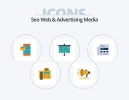seo webb och reklam media platt ikon packa 5 ikon design. tidning. Graf. mobil. presentation. tar emot SMS vektor