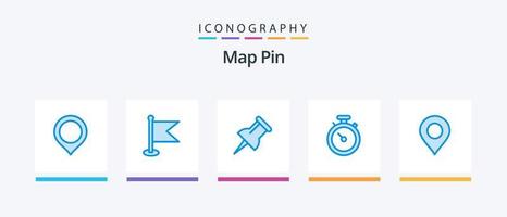 Map Pin Blue 5 Icon Pack inklusive. Marker. Marker. Standort. Navigation. kreatives Symboldesign vektor