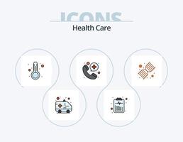 hälsa vård linje fylld ikon packa 5 ikon design. läkare. medicinsk. global hälsa. hälsa försäkring. app vektor