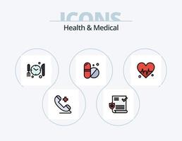 Gesundheit und medizinische Linie gefüllt Icon Pack 5 Icon Design. . Gewicht. schlagen. schuppen. Gesundheit vektor