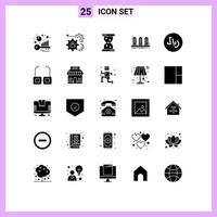 universell ikon symboler grupp av 25 modern fast glyfer av rayal ljud lagarbete lampa förstärkare redigerbar vektor design element