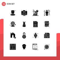 Aktienvektor-Icon-Pack mit 16 Zeilenzeichen und Symbolen für Heimgelegenheit Heimmann Geschäftsgelegenheit editierbare Vektordesign-Elemente vektor