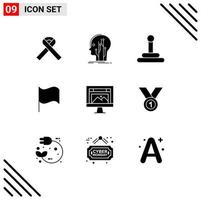 satz von 9 modernen ui symbolen symbole zeichen für website design gear computer ui editierbare vektor design elemente