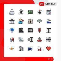 Aktienvektor-Icon-Pack mit 25 Zeilenzeichen und Symbolen für Bildung, Herz, Bargeld, Wachstum, Dankbarkeit, editierbare Vektordesign-Elemente vektor