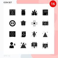 satz von 16 modernen ui-symbolen symbole zeichen für pause steuert aloe vera medizinische ausbildung editierbare vektordesignelemente vektor