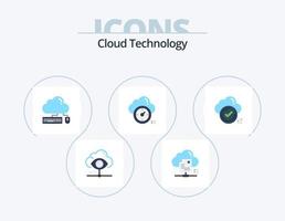 Cloud-Technologie flach Icon Pack 5 Icon-Design. Timer. Armaturenbrett. Wolke. Daten. Maus vektor