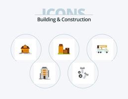 Bau- und Konstruktions-Flat-Icon-Pack 5-Icon-Design. Büro. real. Werkzeug. Anwesen. Immobilie vektor