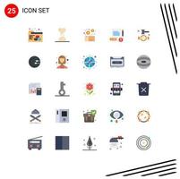 25 universelle flache Farbzeichen Symbole für bearbeitbare Vektordesign-Elemente des Prozessuhrenbox-Uhrberichts vektor