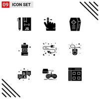 uppsättning av 9 modern ui ikoner symboler tecken för avgift förlängning Kista rengöringsmedel rengöringsmedel redigerbar vektor design element