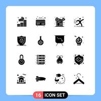 16 kreativ ikoner modern tecken och symboler av låsa internet öppen spis fotboll hobby redigerbar vektor design element