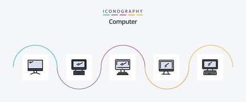 Computerzeile gefülltes flaches 5-Icon-Paket einschließlich . Klaviatur. vektor