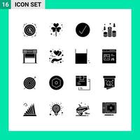 uppsättning av 16 modern ui ikoner symboler tecken för linje pengar vitklöver inkomst multimedia redigerbar vektor design element