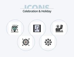 Feier- und Feiertagslinie gefülltes Icon-Pack 5-Icon-Design. Hut. Feier. Ornamente. Hochzeit. Urlaub vektor