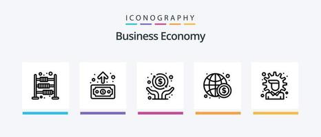 Economy Line 5 Icon Pack inklusive Geld. International. Banken. Finanzen. Geschäft. kreatives Symboldesign vektor