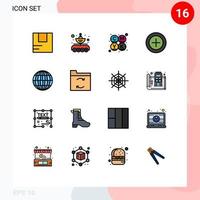 grupp av 16 platt Färg fylld rader tecken och symboler för internet global överföra betalningar finansiera redigerbar kreativ vektor design element
