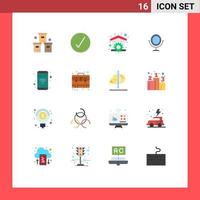 Stock Vector Icon Pack mit 16 Linienzeichen und Symbolen für mobiles Mode-OK-Spiegelwerkzeug editierbares Paket kreativer Vektordesign-Elemente