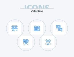 valentine blå ikon packa 5 ikon design. kärlek. bröllop. filam. kärlek. kalander vektor