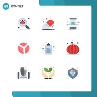 satz von 9 flachen vektorfarben auf raster für checkliste kreisdiagramm api-diagramm smartphone editierbare vektordesignelemente vektor
