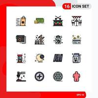 Stock Vektor Icon Pack mit 16 Zeilen Zeichen und Symbolen für Party Urlaub Geld Dekoration Urlaub editierbare kreative Vektordesign Elemente