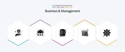 Business und Management 25 Glyphen-Icon-Pack inklusive Einstellungen. Geschäft. Checkliste. Einstellungen. Gang vektor