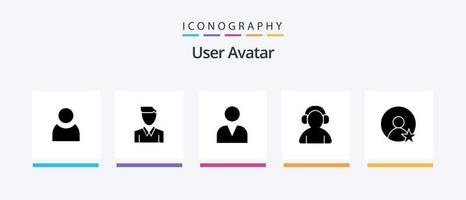 användare glyf 5 ikon packa Inklusive profil. betyg. administratör. hörlurar. Stöd. kreativ ikoner design vektor