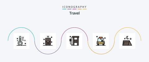 Reiseleitung gefülltes Flat 5 Icon Pack inklusive Taxi. Standort. Gas. GPS. reisen vektor