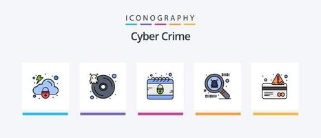 Cyber Crime Line füllte 5 Icon Pack inklusive Sicherheit. Cyber. Virenschutz. Verbrechen. Netz. kreatives Symboldesign vektor