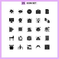 25 universelle solide Glyphenzeichen Symbole für Daten Digital Care Computerlinie editierbare Vektordesign-Elemente vektor