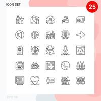 Stock Vector Icon Pack mit 25 Linienzeichen und Symbolen für Eierdessert Eid Cake Cloud editierbare Vektordesign-Elemente