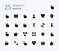 Human 25 Solid Glyph Icon Pack, einschließlich Private. sperren. berühren. Puzzle. Paar vektor