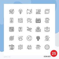 25 thematische Vektorlinien und editierbare Symbole von Sun Sale Wallet Insurance Death editierbare Vektordesign-Elemente vektor