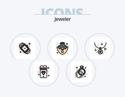 Schmucklinie gefüllt Icon Pack 5 Icon Design. Schmuck. Hochzeit. Luxus. Ring. Diamant vektor
