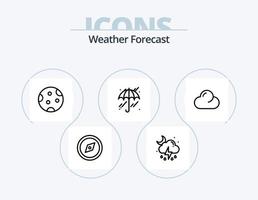 väder linje ikon packa 5 ikon design. . Sol. grad. väder. temperatur vektor