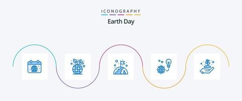 Earth Day Blue 5 Icon Pack inklusive Erde. Licht. Anlage. Grün. Flagge vektor