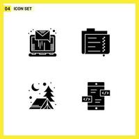 4 kreativ ikoner modern tecken och symboler av e-post äventyr sändning dokumentera natt redigerbar vektor design element