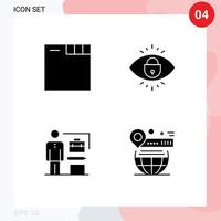 uppsättning av 4 kommersiell fast glyfer packa för browser uppnå öga låsa Karta redigerbar vektor design element