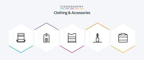 Kleidung und Accessoires 25-Zeilen-Icon-Pack inklusive Zubehör. Mode. tragen. Kleidung. Netz vektor