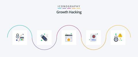 dataintrång platt 5 ikon packa Inklusive insekt. dokumentera. virus. insekt. förlust vektor