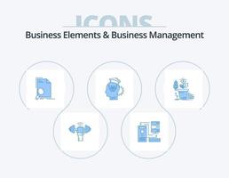 företag element och företag managment blå ikon packa 5 ikon design. delning. kunskap. elektronisk. sida. fil vektor