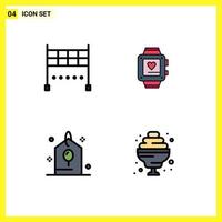 Stock Vector Icon Pack mit 4 Zeilenzeichen und Symbolen für Finish-Geschenk-Handuhr-Hochzeitscocktail editierbare Vektordesign-Elemente