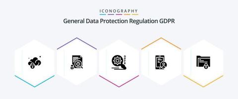 gdpr 25 glyph icon pack inklusive sicherheit . gdpr . Sicherheit . suchen vektor