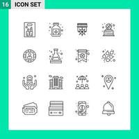Stock Vector Icon Pack mit 16 Zeilenzeichen und Symbolen für Manager Manager Shopping Win Sport editierbare Vektordesign-Elemente