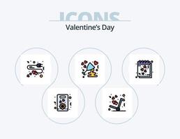 valentines dag linje fylld ikon packa 5 ikon design. kärlek. fira. träd. årsdag. kärlek vektor